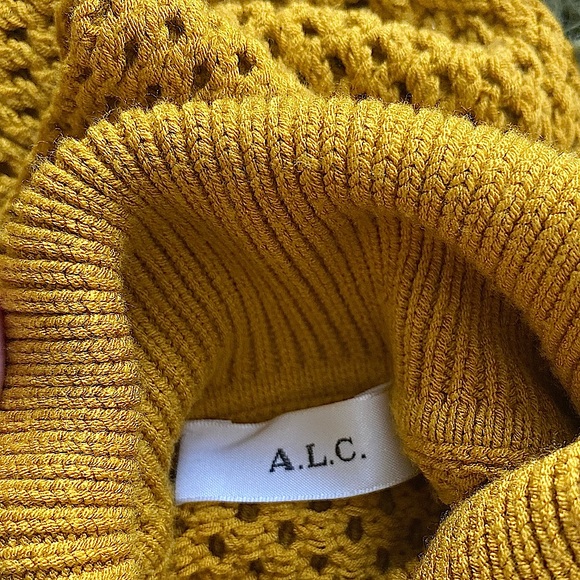 A.L.C. Sontag Open-Knit Turtleneck Dress SZ 2/4 Mustard - Picture 8 of 9